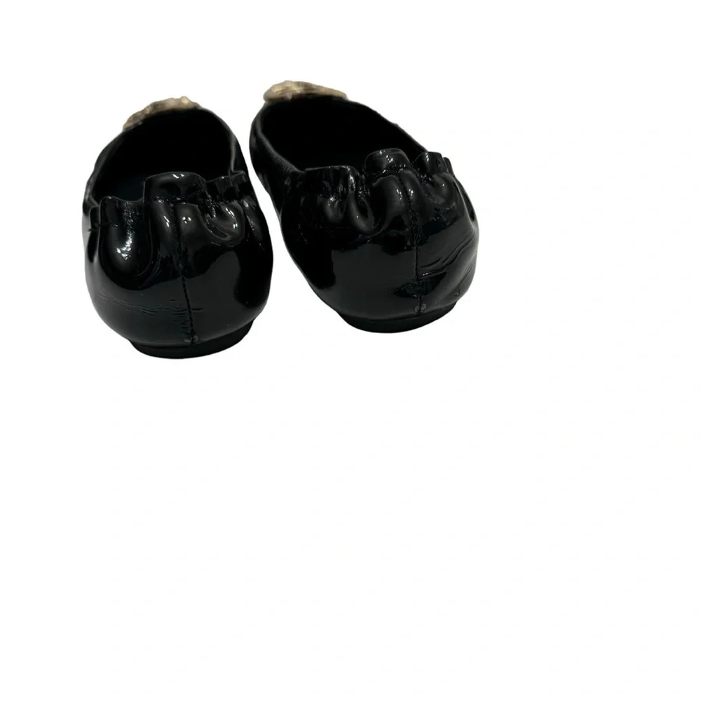 Tory Burch Womens Black Patent Leather Ballet Flats Sz 38/7.5US‎